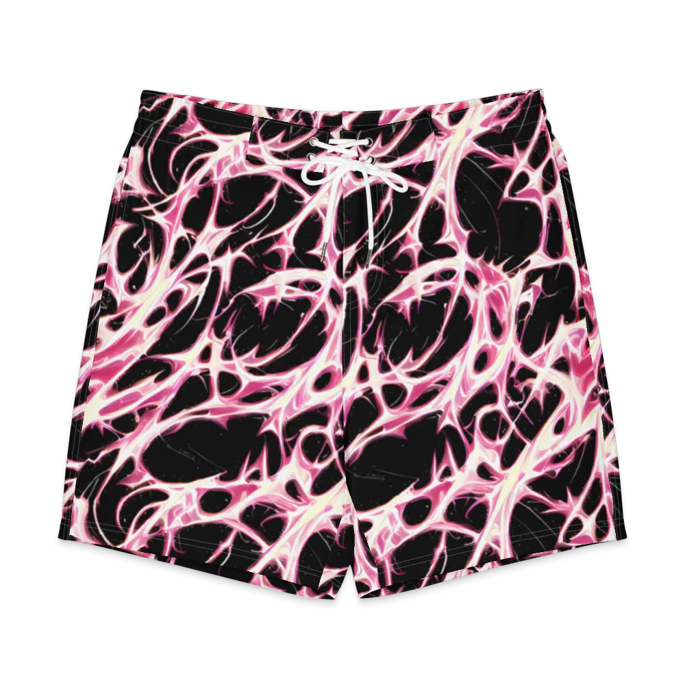 Fuchsia Fracture on Men's Board Shorts — Front