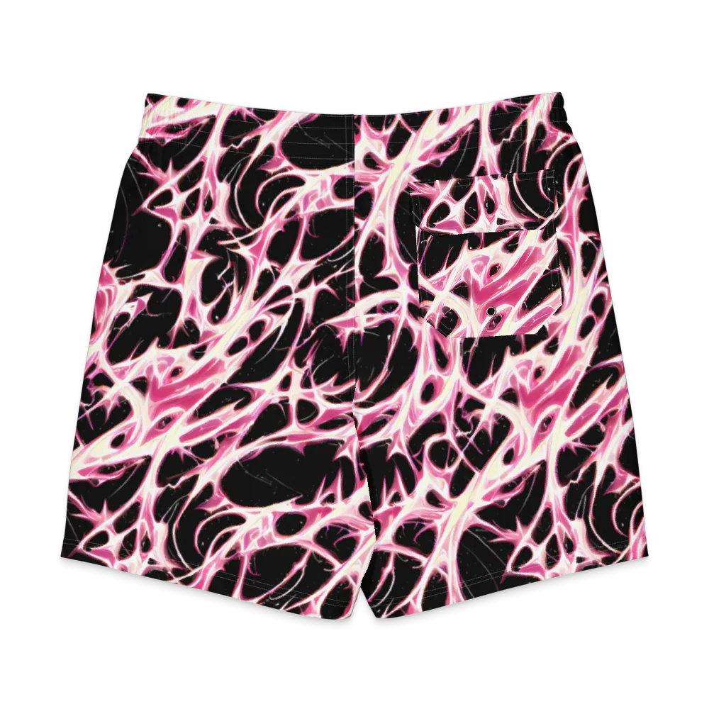 Fuchsia Fracture on Men's Board Shorts — Back