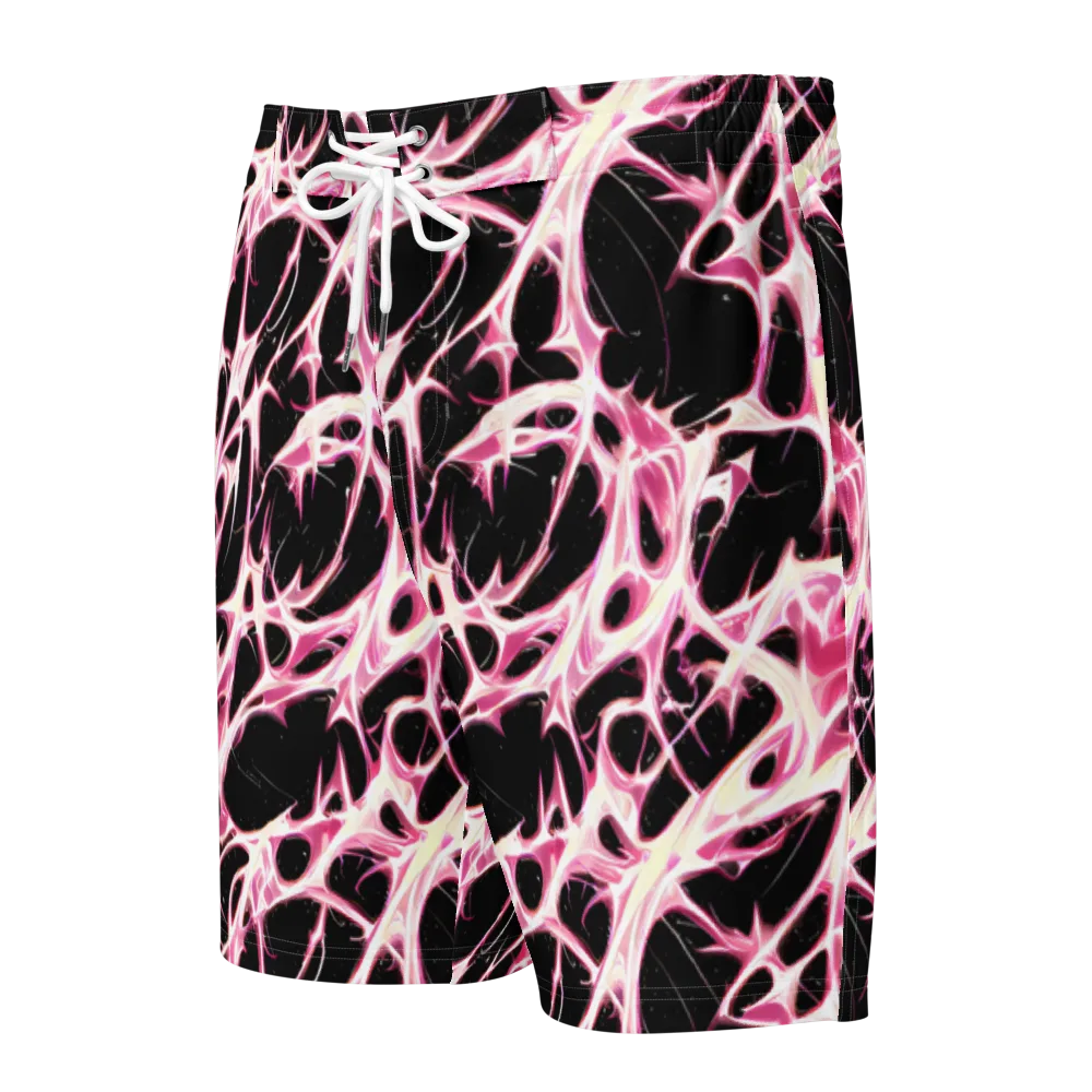 Fuchsia Fracture on Men's Board Shorts — Front