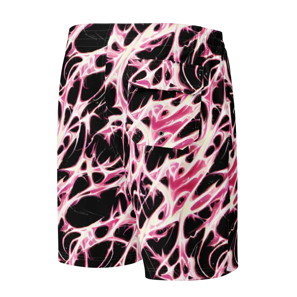 Fuchsia Fracture on Men's Board Shorts — Back