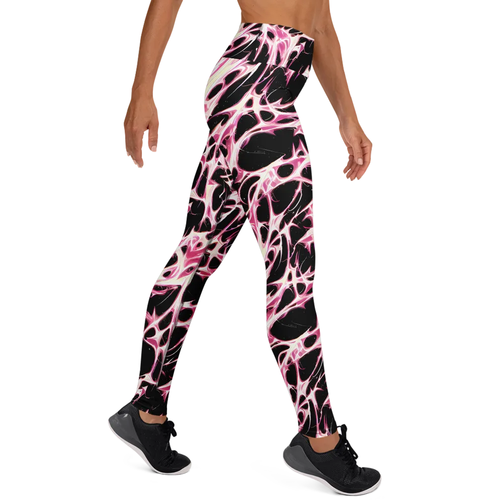 Fuchsia Fracture on Yoga Leggings — Right