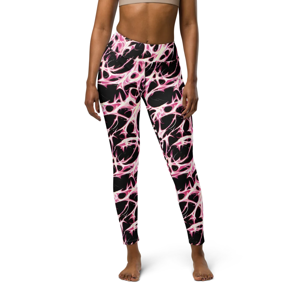 Fuchsia Fracture on Yoga Leggings — Front