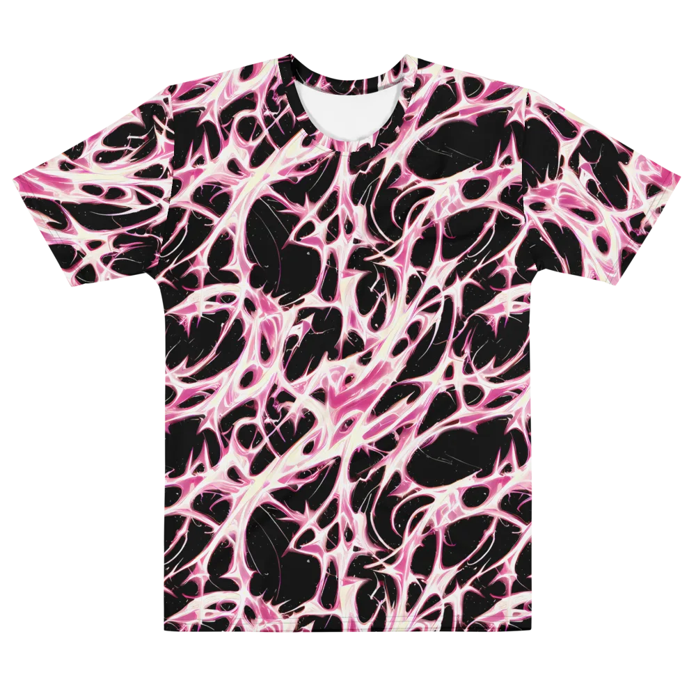 Fuchsia Fracture on Men's Cotton Crew Neck T-Shirt — Front