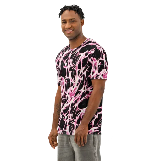 Fuchsia Fracture on a Men's Cotton Crew Neck T-Shirt