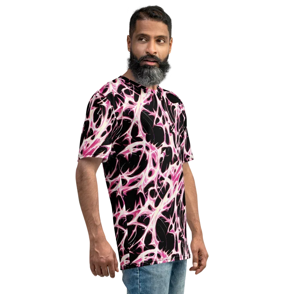 Fuchsia Fracture on Men's Crew Neck T-Shirt — Right