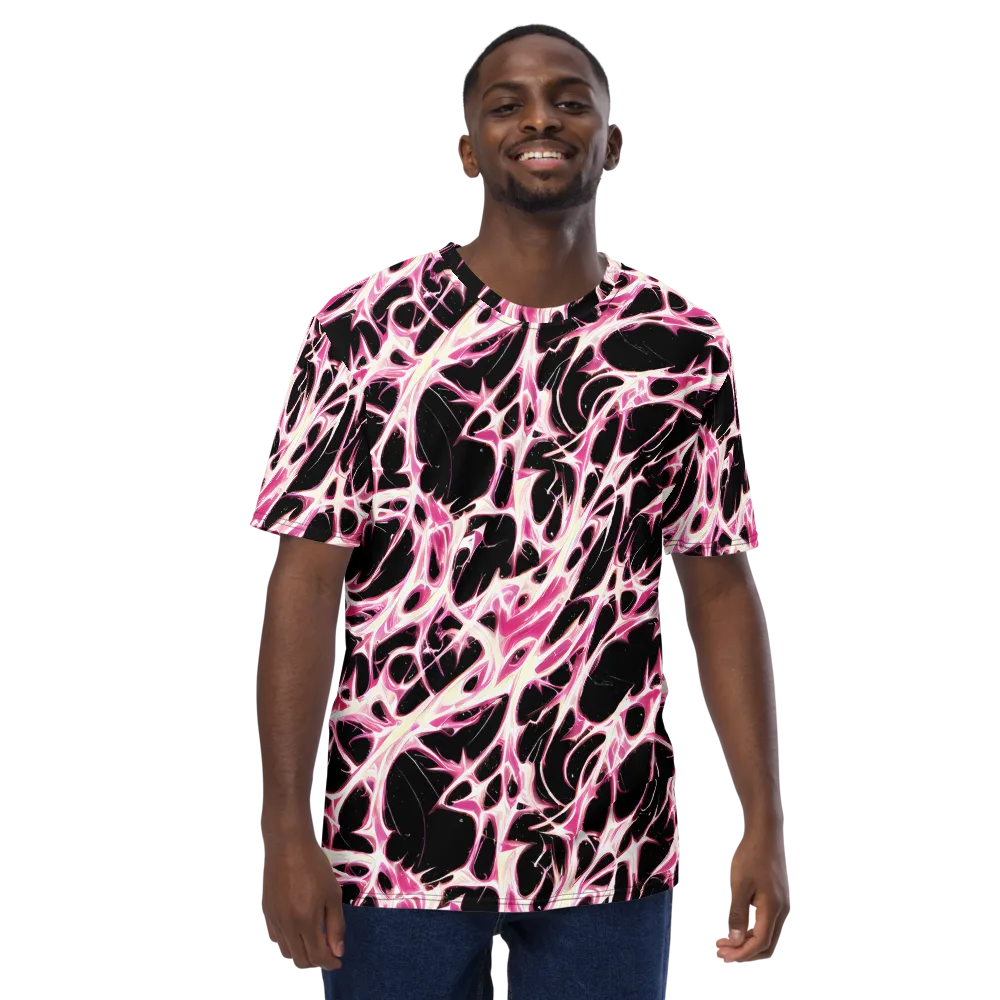 Fuchsia Fracture on Men's Crew Neck T-Shirt — Front