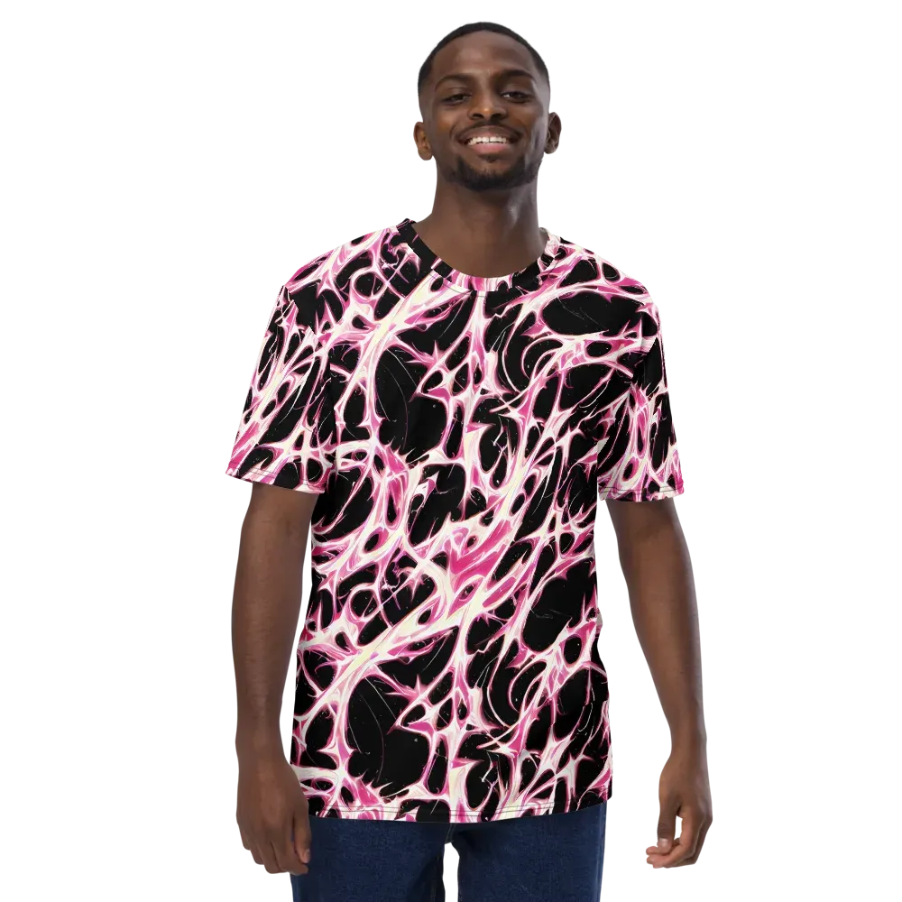 Fuchsia Fracture on Men's Crew Neck T-Shirt — Front