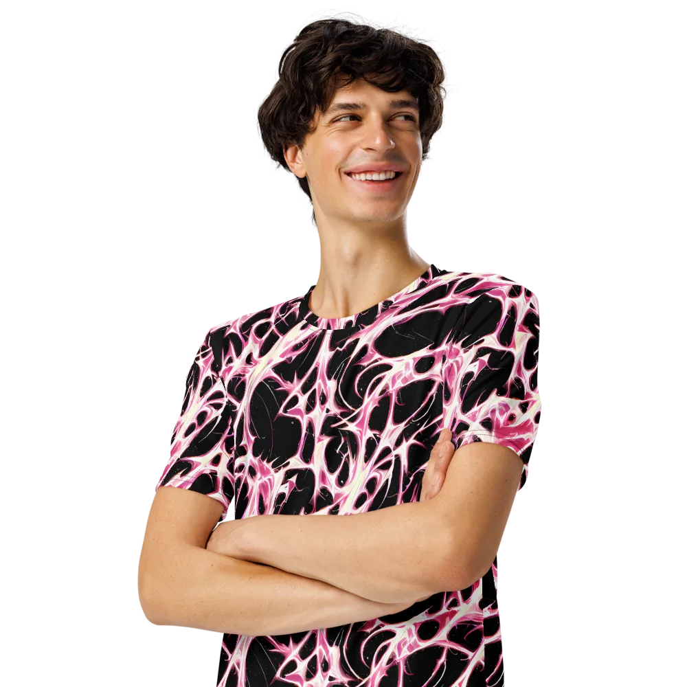 Fuchsia Fracture on Men's Crew Neck T-Shirt — Left Front