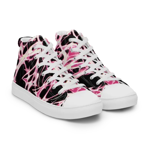 Fuchsia Fracture on a Men's High Top Canvas Shoes