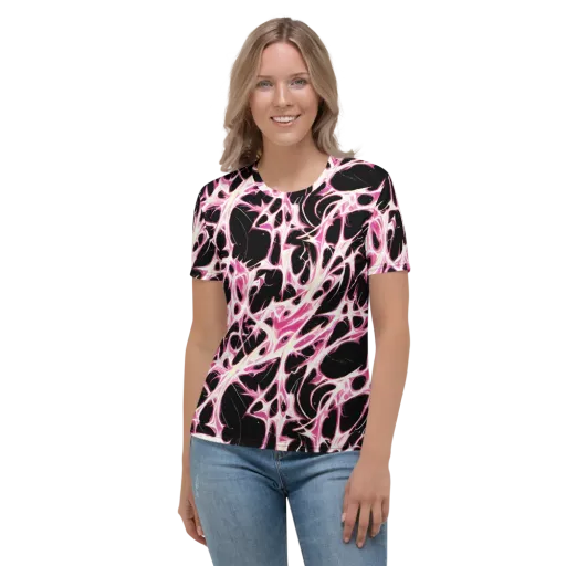 Fuchsia Fracture on a Women's Crew Neck T-Shirt