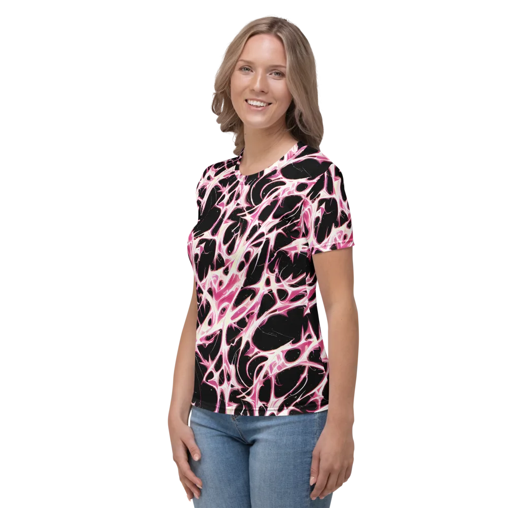 Fuchsia Fracture on Women's Crew Neck T-Shirt — Left