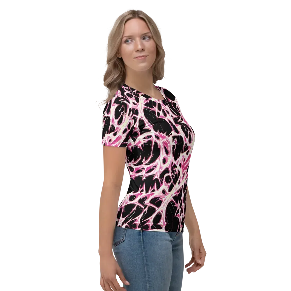 Fuchsia Fracture on Women's Crew Neck T-Shirt — Right