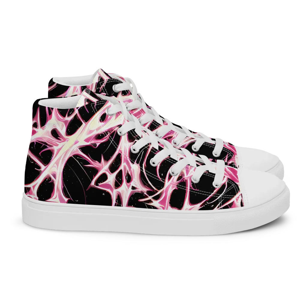 Fuchsia Fracture on Women's High Top Canvas Shoes — Right