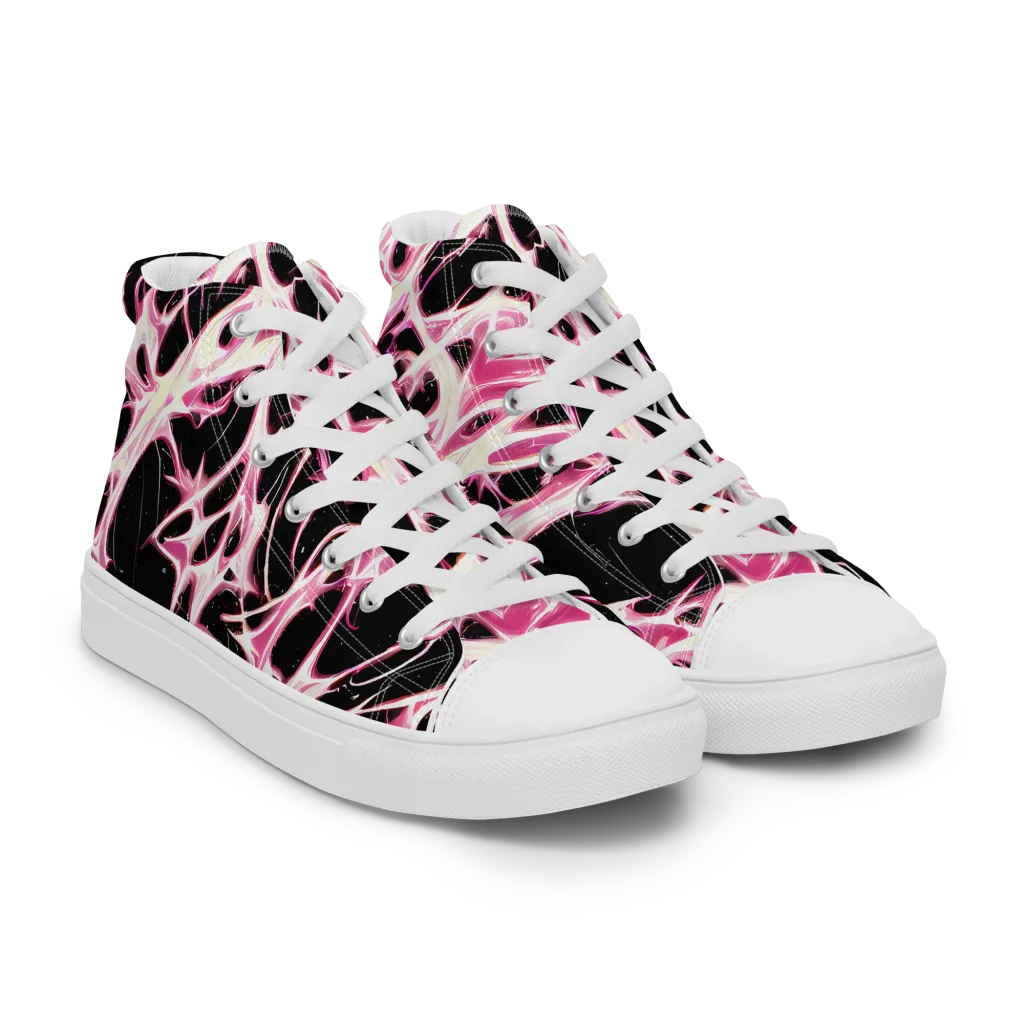 Fuchsia Fracture on Women's High Top Canvas Shoes — Right Front