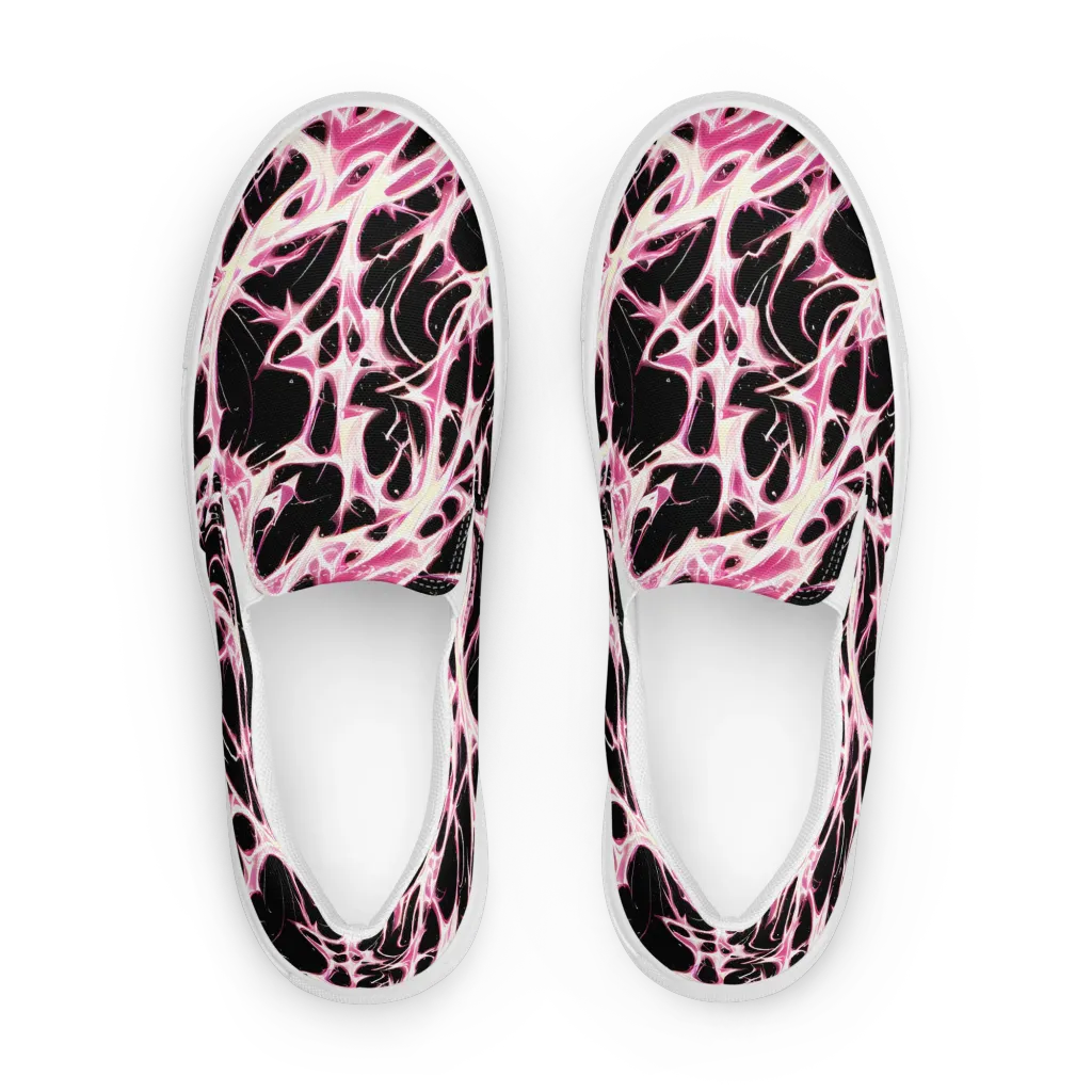 Fuchsia Fracture on Men's Slip-On Canvas Shoes — Front