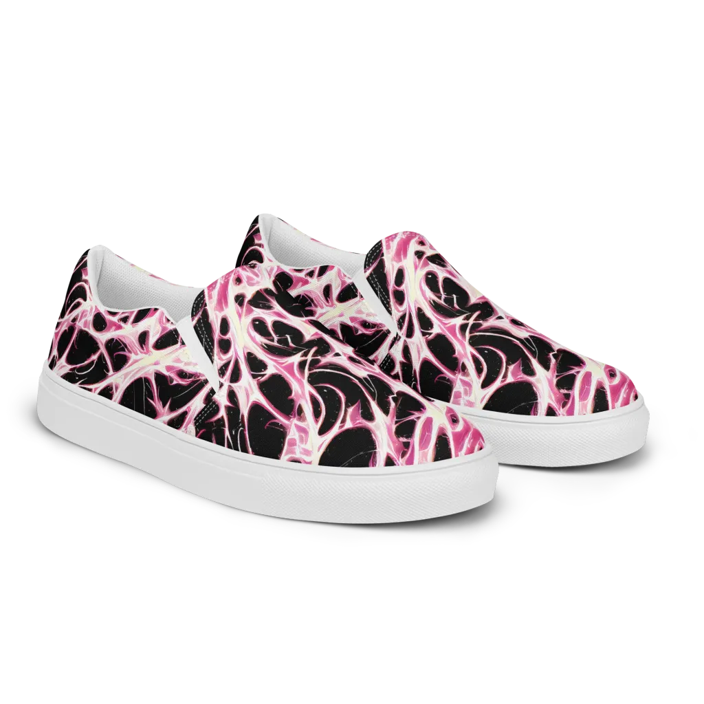 Fuchsia Fracture on Men's Slip-On Canvas Shoes — Right Front