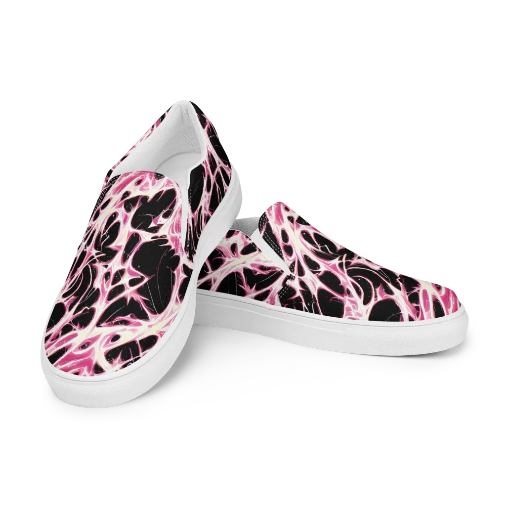 Fuchsia Fracture on Men's Slip-On Canvas Shoes — Left Front