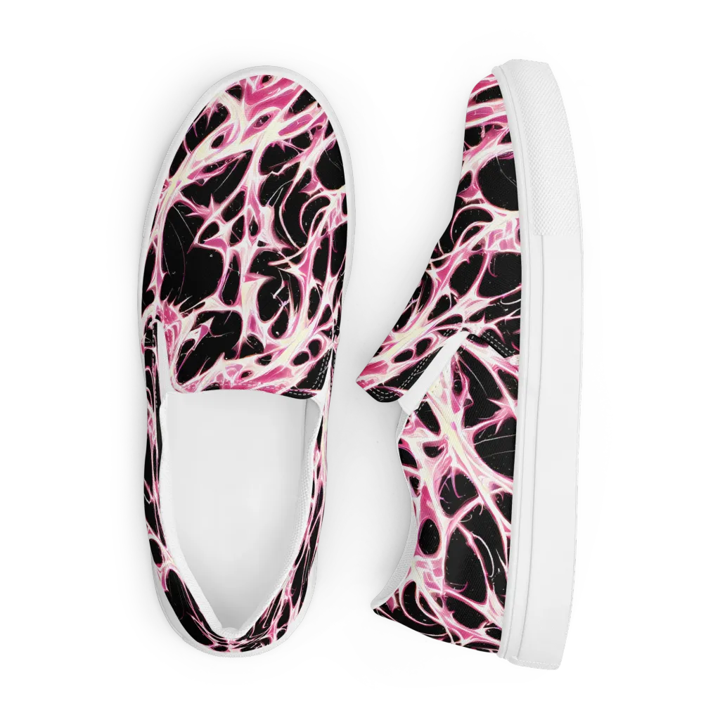 Fuchsia Fracture on Men's Slip-On Canvas Shoes — Front