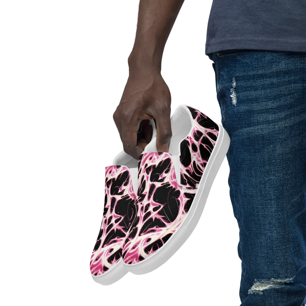 Fuchsia Fracture on Men's Slip-On Canvas Shoes — Left Front