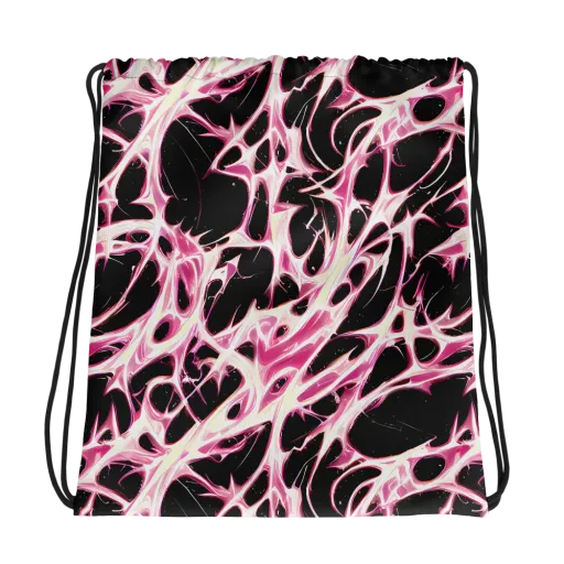 Fuchsia Fracture on a Drawstring Bag