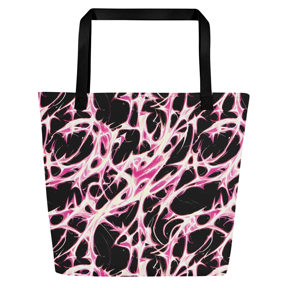 Fuchsia Fracture on Large Tote Bag W/ Pocket — Front