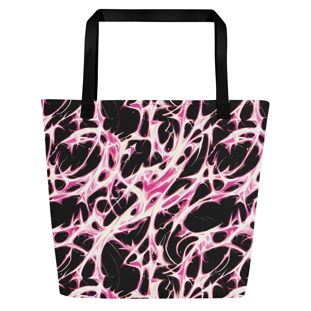 Fuchsia Fracture on Large Tote Bag W/ Pocket — Front
