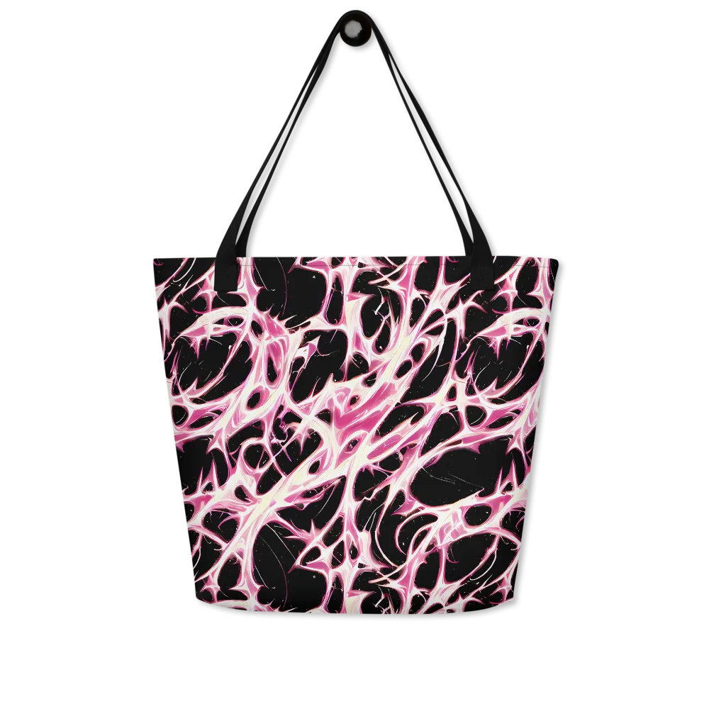 Fuchsia Fracture on Large Tote Bag W/ Pocket — Front
