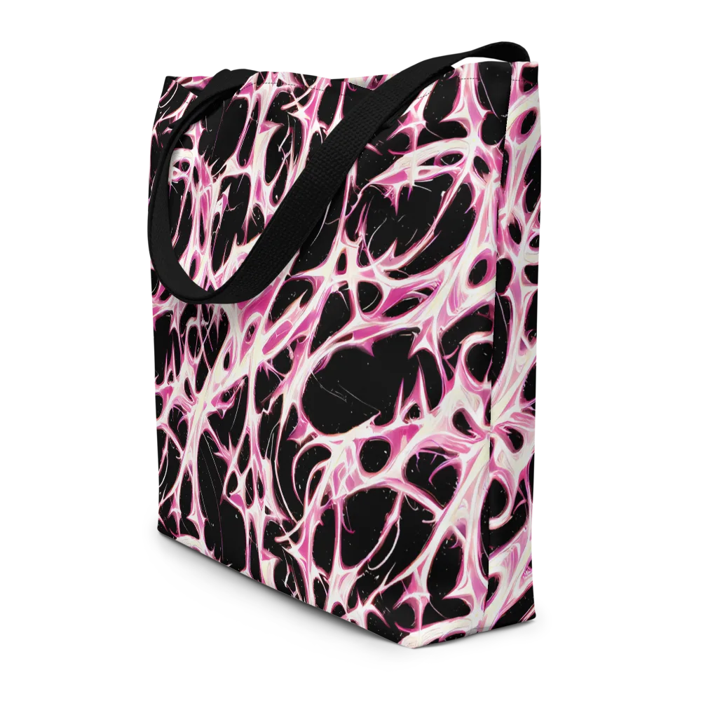 Fuchsia Fracture on Large Tote Bag W/ Pocket — Front
