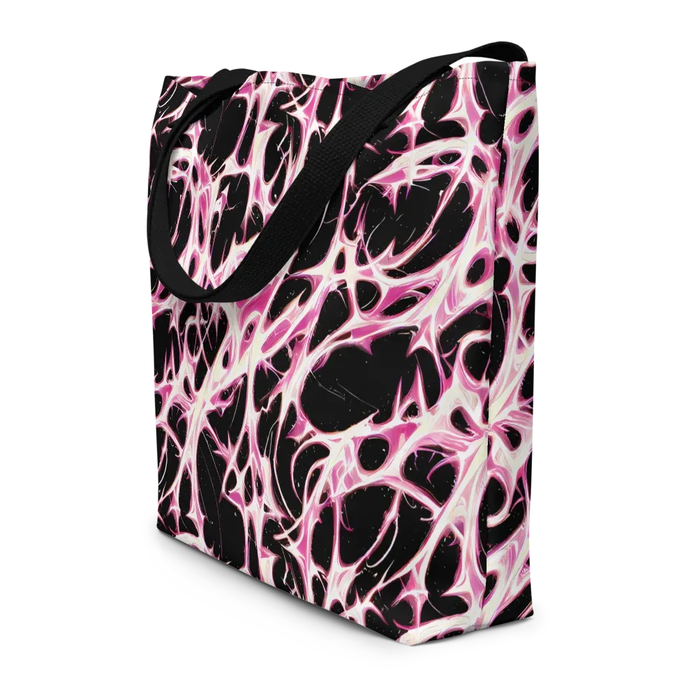 Fuchsia Fracture on Large Tote Bag W/ Pocket — Front