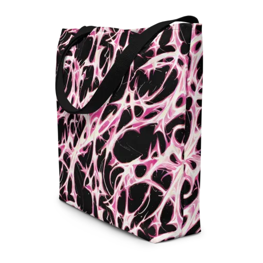 Fuchsia Fracture on a Large Tote Bag W/ Pocket