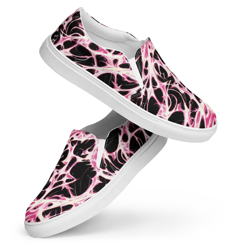 Fuchsia Fracture on Women's Slip-On Canvas Shoes — Front