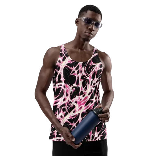 Fuchsia Fracture on a Men's Tank Top