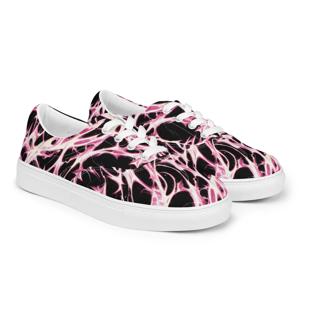 Fuchsia Fracture on Men's Lace-Up Canvas Shoes — Right Front