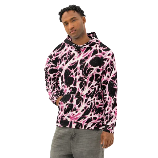 Fuchsia Fracture on a Cotton Hoodie