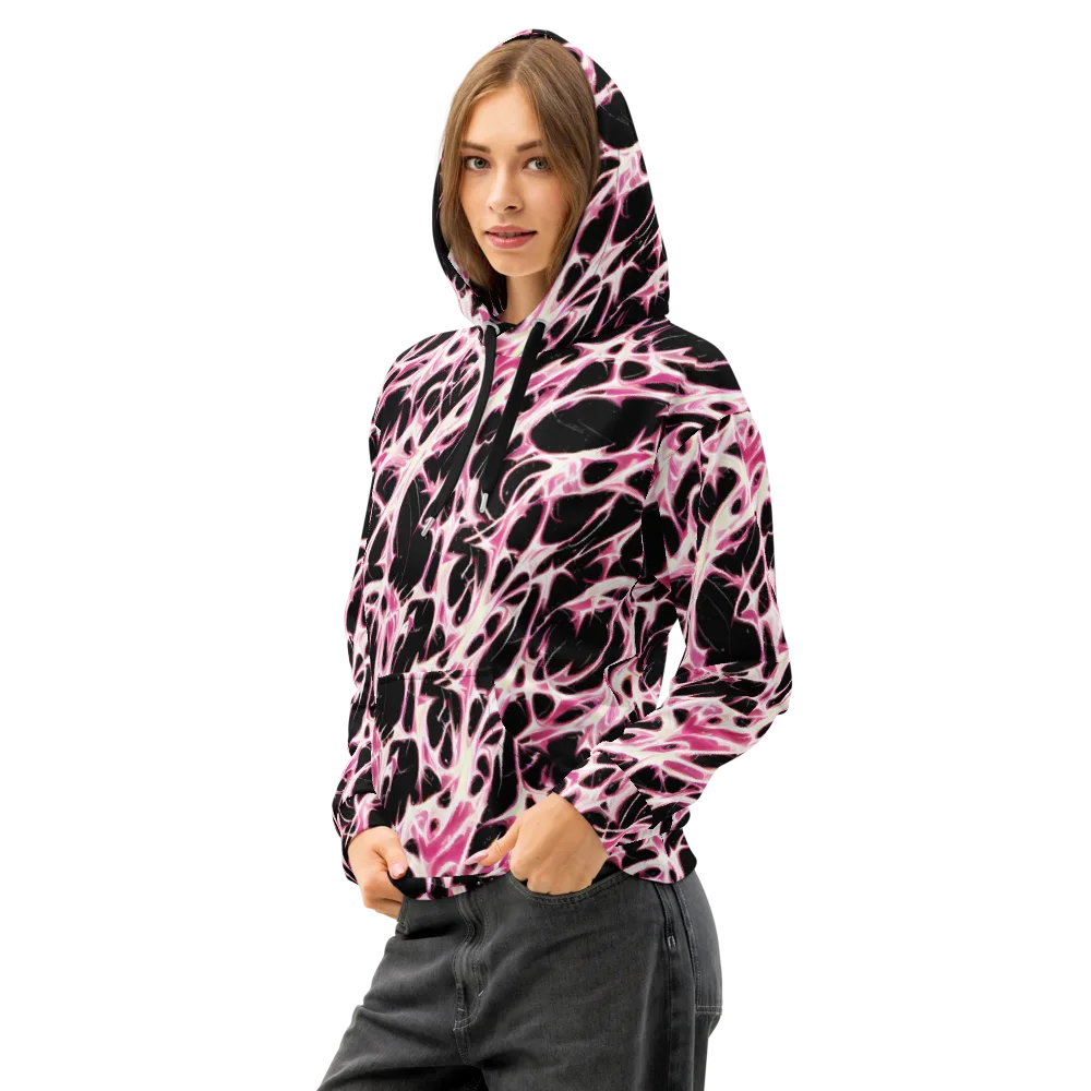 Fuchsia Fracture on Cotton Hoodie — Left Front
