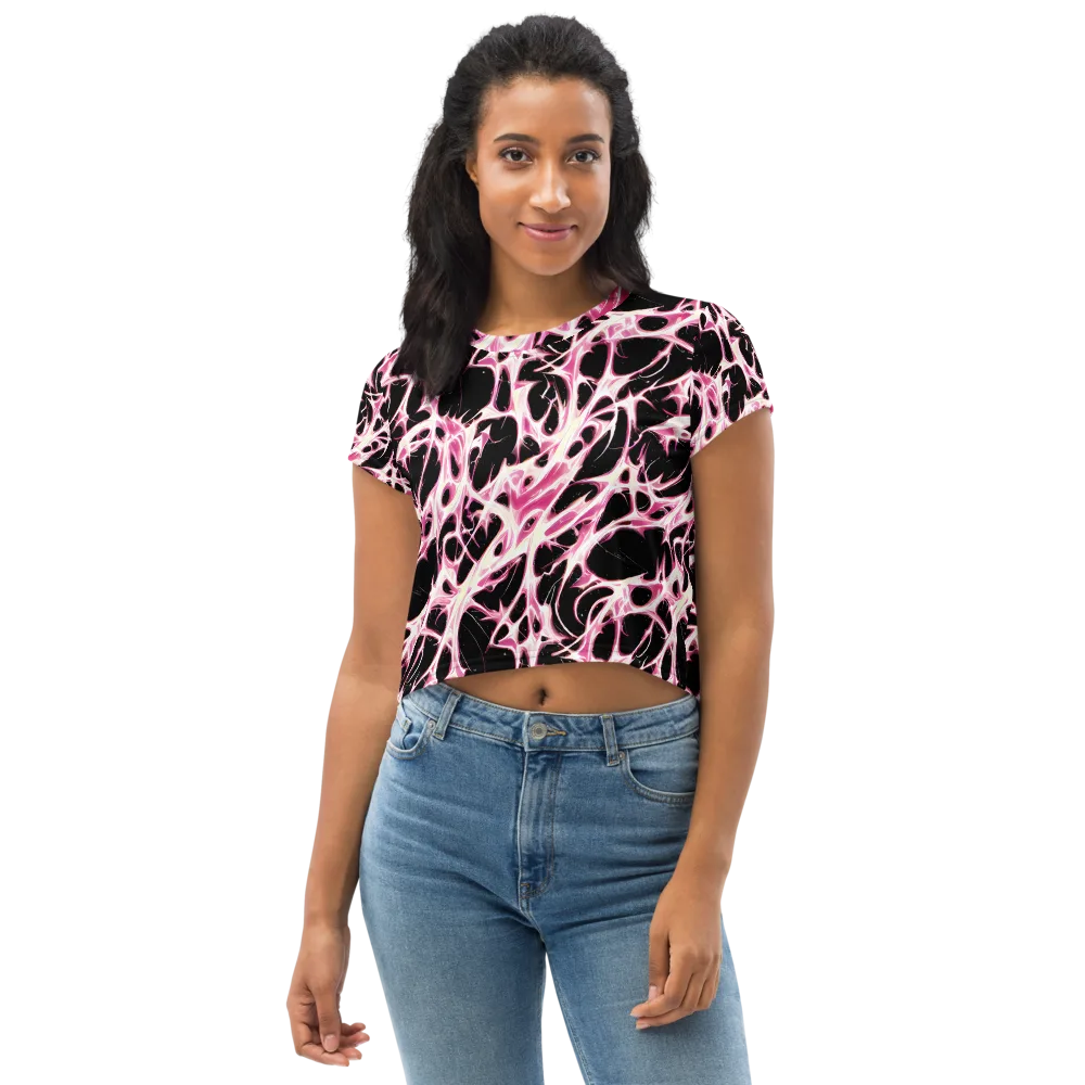 Fuchsia Fracture on Crop Tee — Front