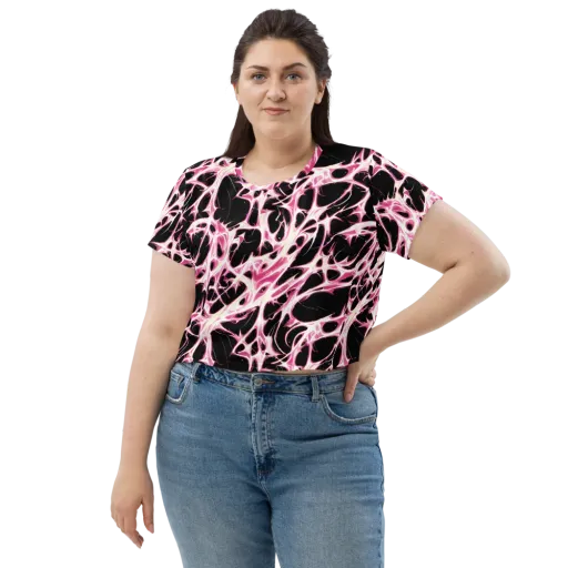Fuchsia Fracture on a Crop Tee