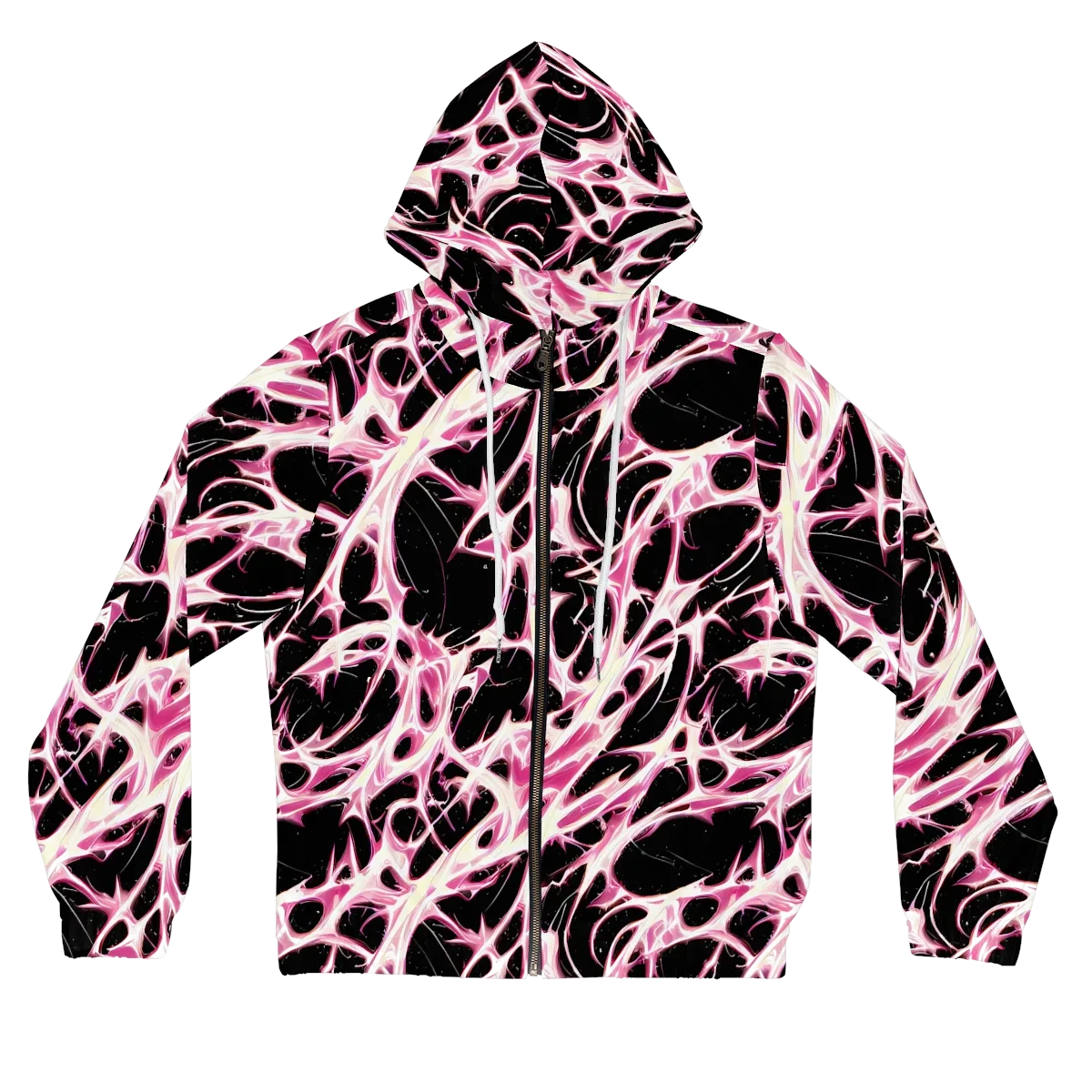 Fuchsia Fracture on Women's Full-Zip Hoodie — Front