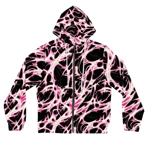 Fuchsia Fracture on a Women's Full-Zip Hoodie