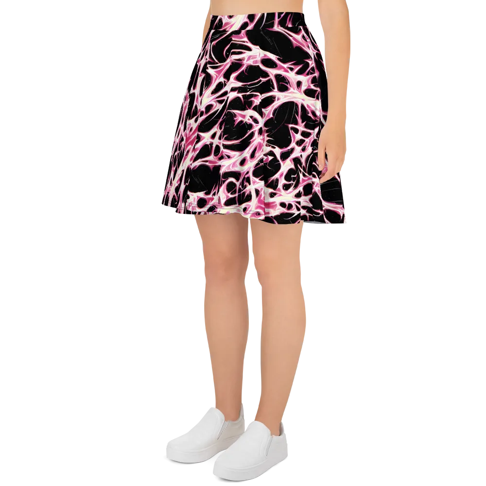 Fuchsia Fracture on Skater Skirt — Left