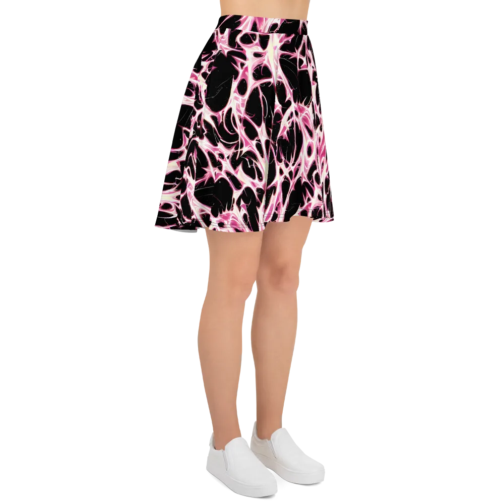 Fuchsia Fracture on Skater Skirt — Right