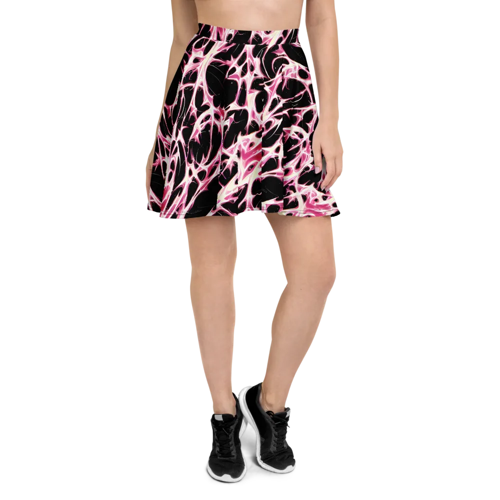 Fuchsia Fracture on Skater Skirt — Front