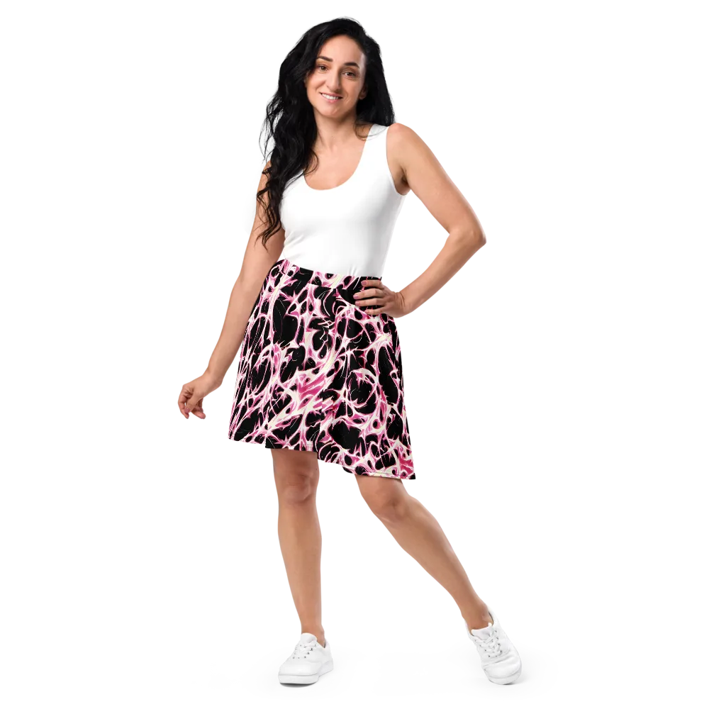 Fuchsia Fracture on Skater Skirt — Front