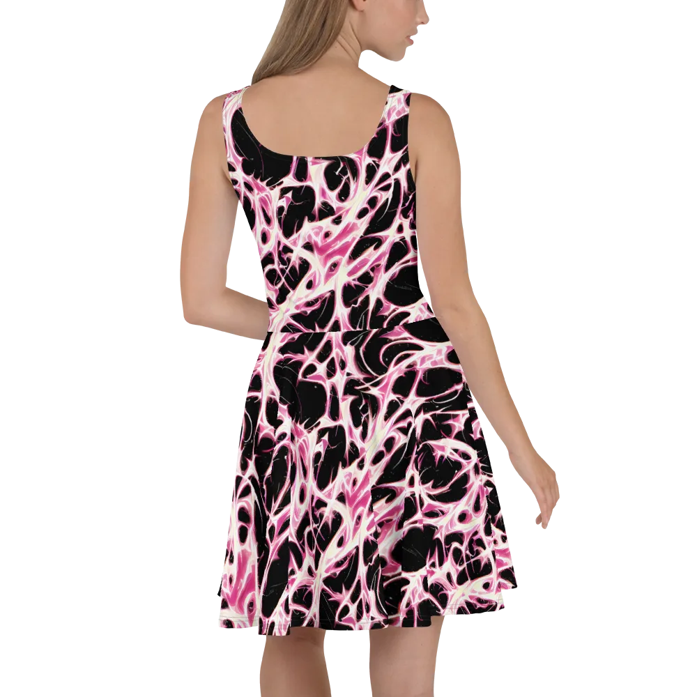 Fuchsia Fracture on Skater Dress — Back