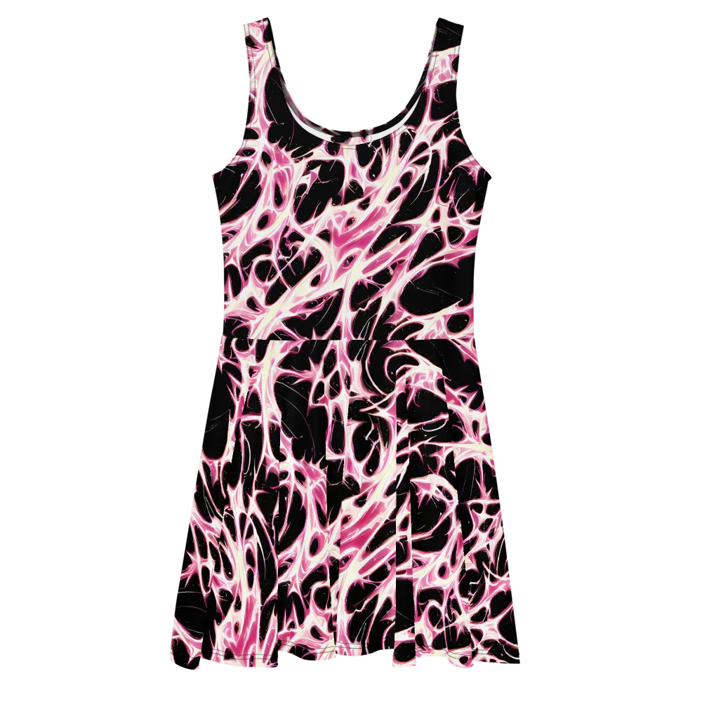 Fuchsia Fracture on Skater Dress — Front