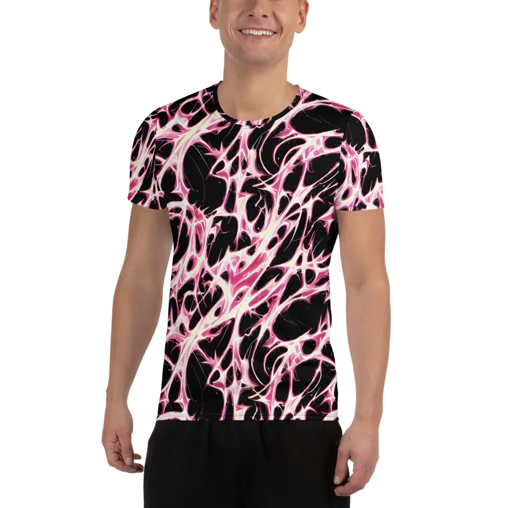 Fuchsia Fracture on Men's Athletic T-Shirt — Front