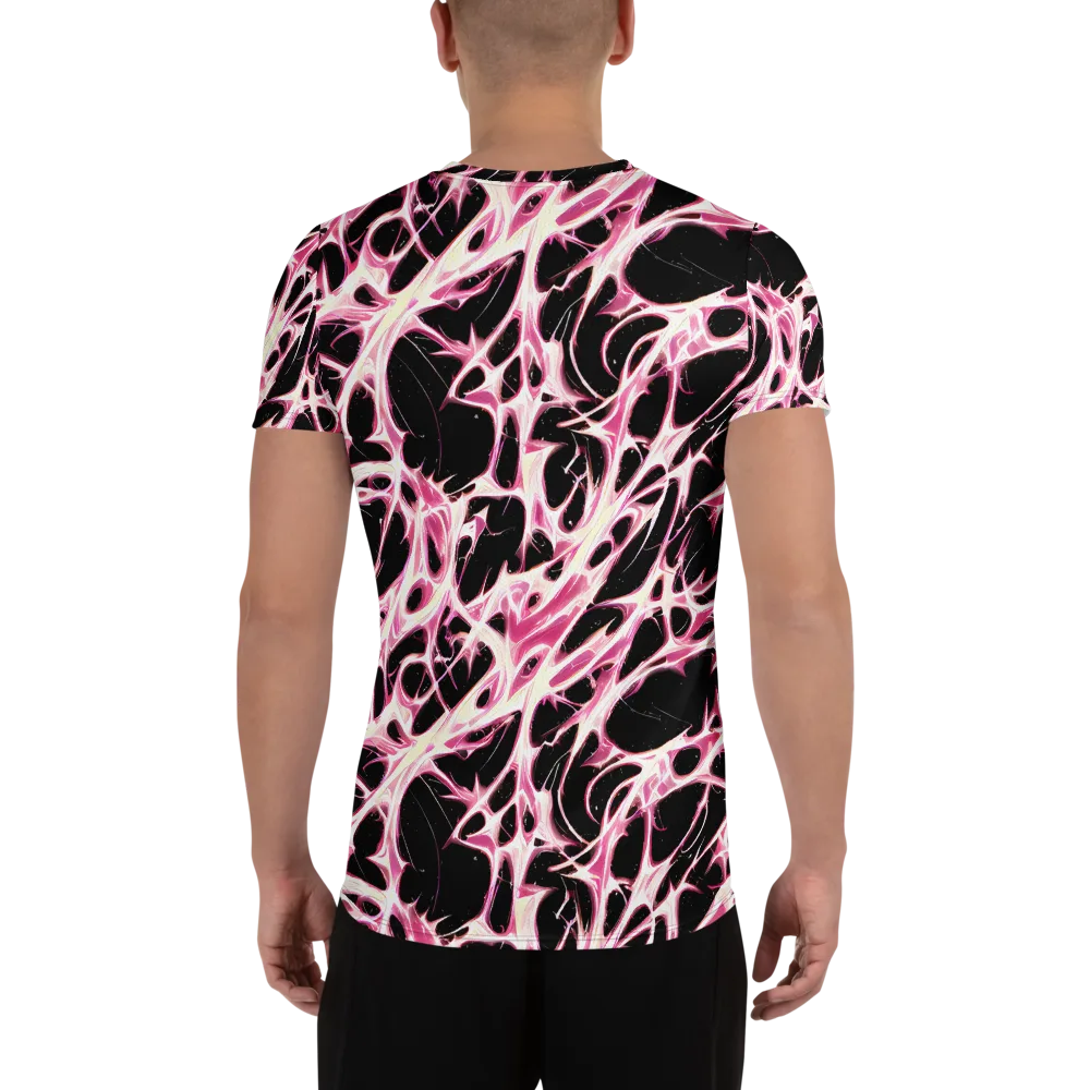 Fuchsia Fracture on Men's Athletic T-Shirt — Back