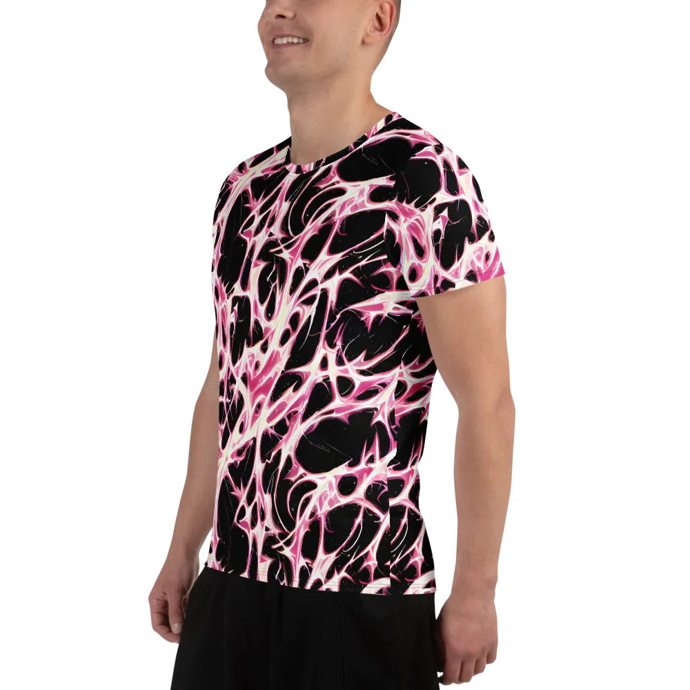 Fuchsia Fracture on Men's Athletic T-Shirt — Left