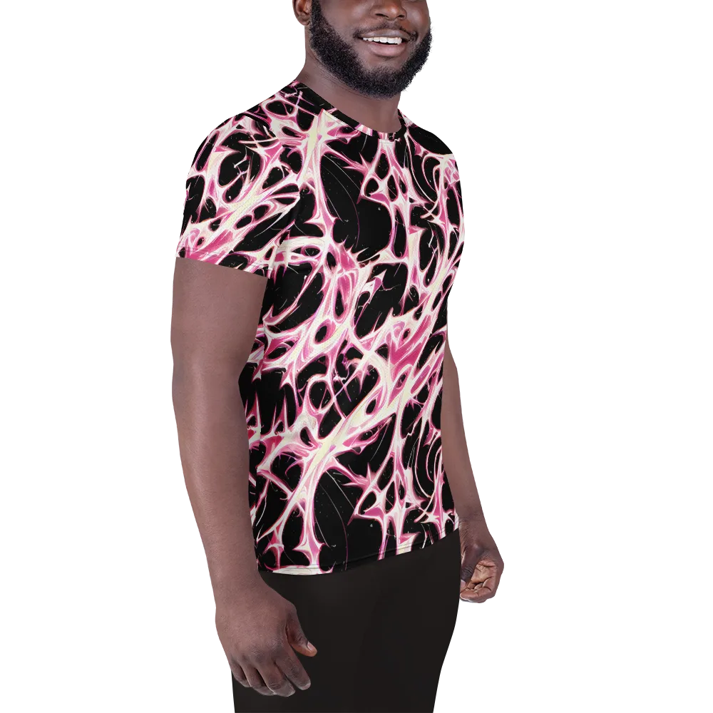 Fuchsia Fracture on Men's Athletic T-Shirt — Right