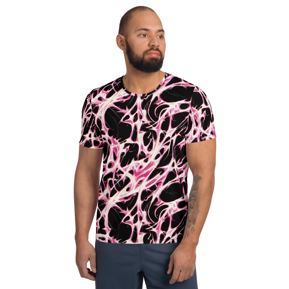 Fuchsia Fracture on Men's Athletic T-Shirt — Front